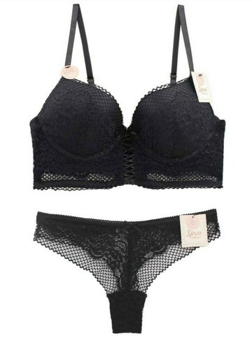 Spree Intimates Luxe Lace Longline Push Up Lingerie Bra Thong Set 2P 5 Hook NWT - Picture 11 of 12