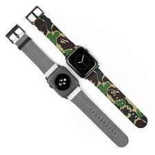 Apple Watch Band Bape Green Camo Camouflage Hypebeast Streetwear Faux Leather