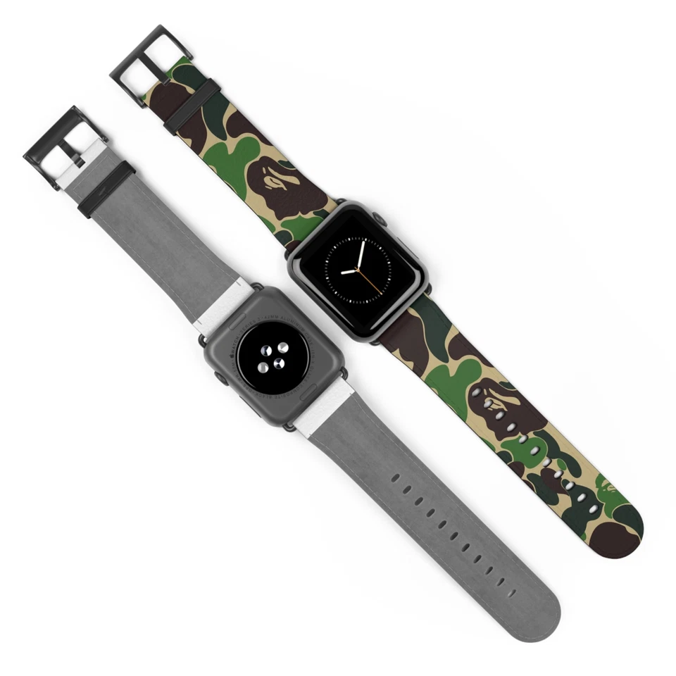 NEWCULTURECLUB Apple Watch Band Bape Green Camo Camouflage Hypebeast Streetwear Faux Leather