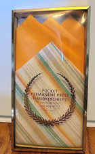 Vintage Men's Handkerchiefs Pocket Squares Permanent Press Set. NIB 