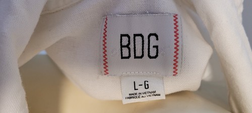 Mens BDG White Linen Embroidered Button Up Shirt Large Urban Outfitters ...