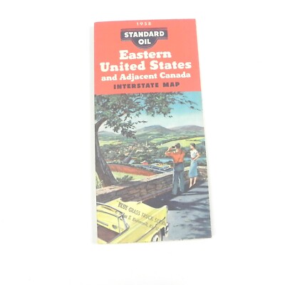 VINTAGE 1958 STANDARD OIL COMPANY MAP OF EASTERN UNITED STATES TOURING GUIDE