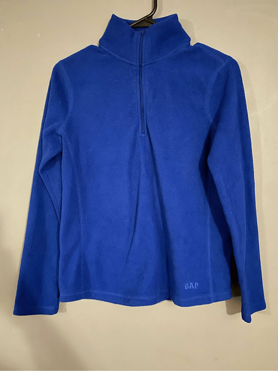 Gap Blue Fleece Three Quarter Zip Pullover Size Small