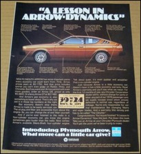 1976 Plymouth Arrow Print Ad Car Automobile A...