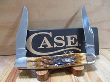 NIB Case XX Amber Bone Peach Seed Jig Muskrat Folding Pocket Knife (2025) -10798