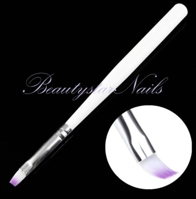 MARKENLOS UV Gel Pinsel flach weiß - lila Acryl Pinsel Nail Art Maniküre Nägel Design