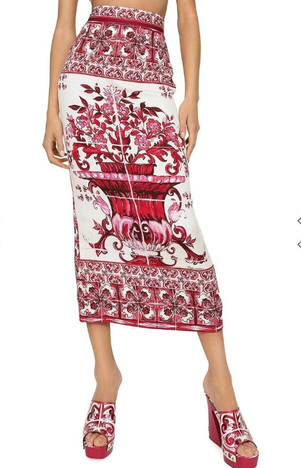 スカート Dolce & Gabbana Maiolica Silk Pencil Skirt Brand New Dolce & Gabbana Majolica Print Pencil Skirt Sz