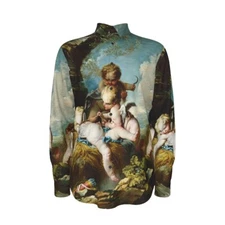 Boucher Love Cherubs Cotton Shirt Long Sleeve Button Up Fine Art Oxford Rococo