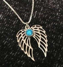 Angel Wing Birthstone Memorial Necklace