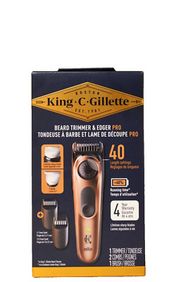 King C Gillette Beard TRIMMER & Edger Pro w/2 Interchangeable Combs