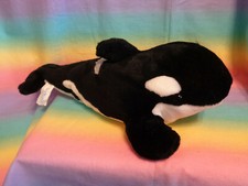 Sea World Souvenir Shamu Orca Killer Whale Plush Animal Black White 16"