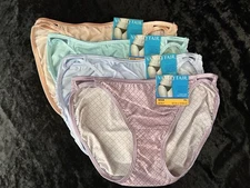 4 Vanity Fair Illumination 7 L Peach/Mint/Blue/Purple String Bikini Panty NWT
