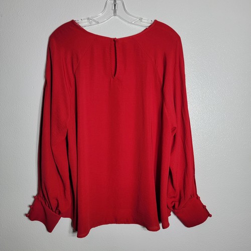Maurices Red Top Plus SIze 1X Balloon Sleeve Lightweight Pullover Blouse - Picture 2 of 4