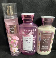 Bath & Body Works Sweet Pea Fine Fragrance Mist, Lotion, Body Wash