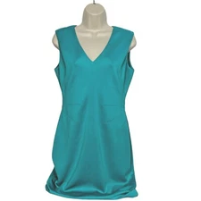 Tommy Hilfiger Sheath Bodycon Dress Size 6 Teal Turquoise Stretch V Neck