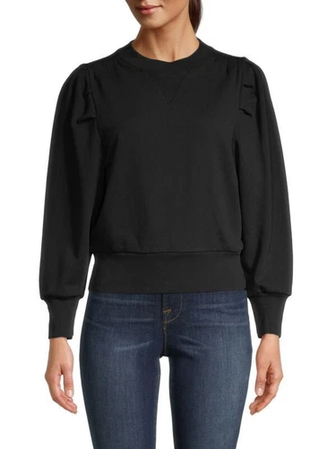 Frame Black Shirred Sweatshirt M NWT