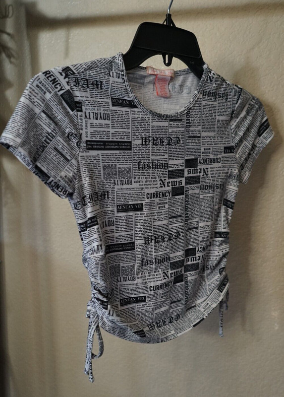 Lucky you size 7 girls short sleeve black white print t shirt