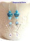 Sterling Opal Drop Earrings Turquoise Cones Handmade Lampwork Beads OOAK Gift — photo 2