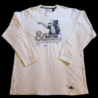 XL Enyce Hunting Trapping Long Sleeve T Shirt 90s Urban Streetwear White w Blue