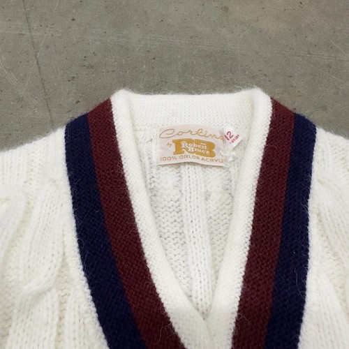 Vintage 60s 70s Cortina by Robert Bruce Knit Sweater White Size 12 Mod Retro VTG - Picture 2 of 5