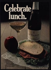 1971 ALMADEN California Extra Dry Champagne - Celebrate Lunch - VINTAGE AD