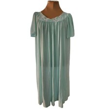 Vintage Miss Elaine Aqua Blue Nightgown Women's Large