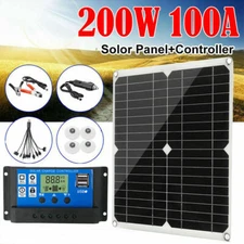 200 Watts Solar Panel Kit 100A 12V Battery Charger with Controller Caravan Boat