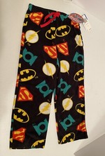 Batman Superman Boy s Fleece Pajama Sleep Lounge Pants Size 4 Superhero NWT