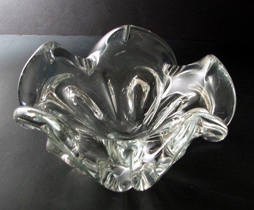 Mid Century Modern Venetian Hand Blown Murano Art Glass Flower Bowl 8 3/4" - Picture 2 of 9