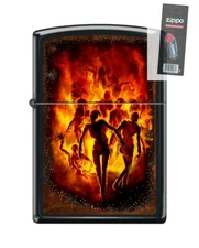 Zippo 82258 zombies fire embers hell flames walking dead Lighter + FLINT PACK