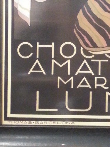 Chocolate Amatller Marca Luna by Rafael Penagos, Poster Print. W/glass frame. - Picture 2 of 6