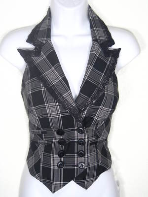 Nwt Bebe Sharp Looking Plaid Vest Blouse Top M Ebay