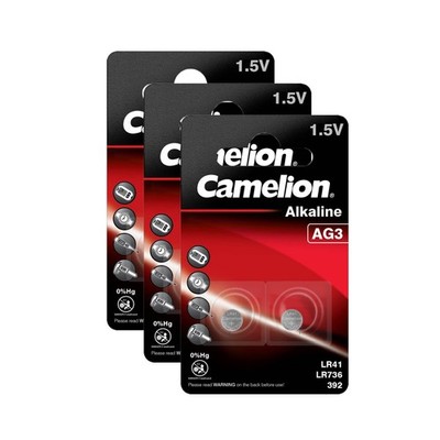3x 2er Blister Camelion Knopfzellen Uhren Batterien AG3 Alkaline LR41 392 LR736