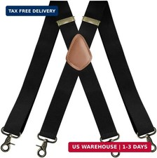 Suspenders for Men Heavy Duty 4 Snap Hooks Adjustable Elastic Straps X Back Vint