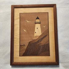 Vintage Wood Inlay Lighthouse by Artist Jeff Nelson of Hudson River Inlay