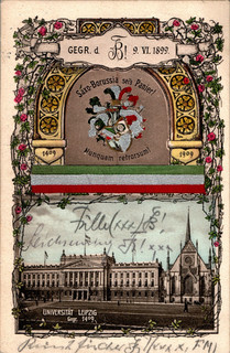 LITHO STUDENTIKA LEIPZIG SAXO BORUSSIA SEI'S PANIER! 2 PICTURE COL. 1910