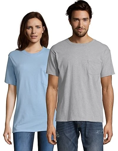 Hanes Mens T Shirt with Pocket Tagless Comfort Soft Tees Tops Blank Plain Adult
