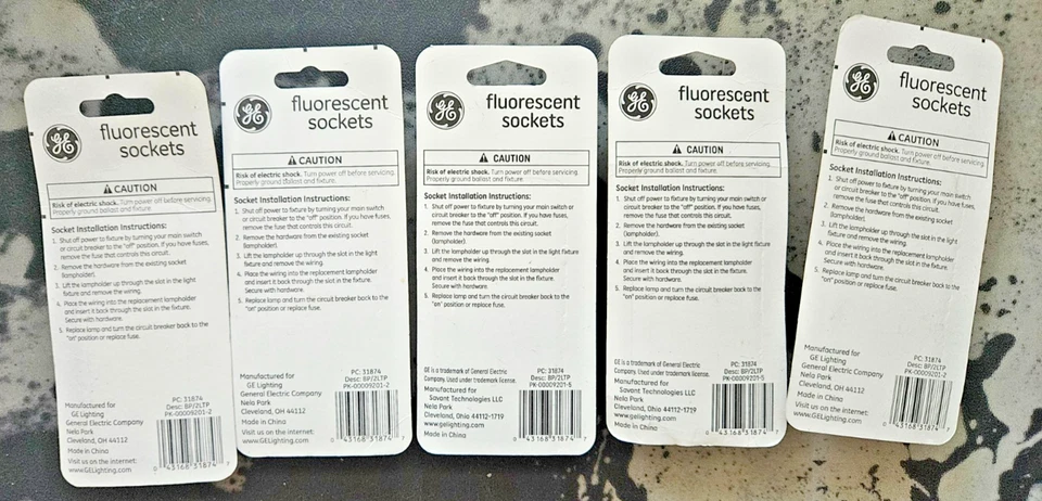 GE 2 piezas Pack de 5 soportes de lámpara blancos enchufes fluorescentes Foto 2 de 2