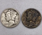Lot of 2 Mercury Silver Dimes 1939 D 41 D 90% US Constitutional Junk Silver