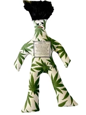 Dammit Doll In Cannabis Leaf Print with  Faux Fur Hair