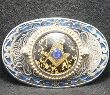 XG27121 NOS VINTAGE 1970s  MASONIC SYMBOL  BROTHERHOOD ORG. MENS BELT BUCKLE