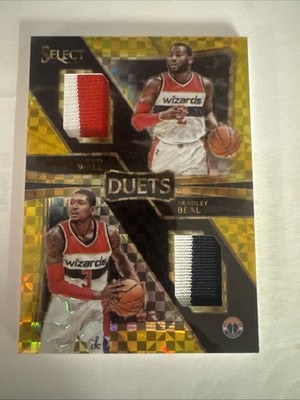 John Wall Bradley Beal 2016-17 Panini Select 01/10 Double Patch Gold Checkboard