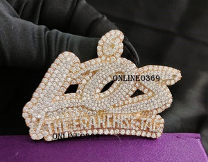 Authentic 14k Rose Gold Plated Men's LOS Custom Name Pendant Round Cubic Zirconia Silver