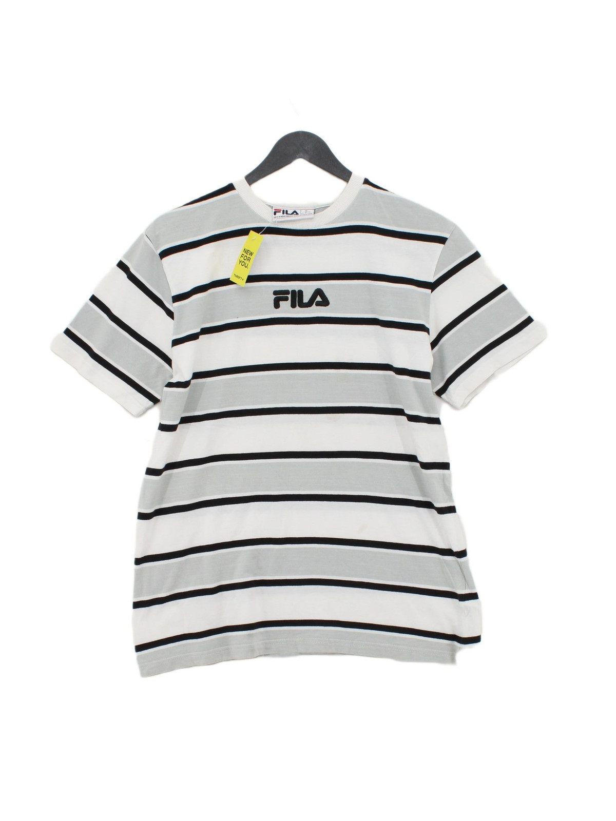 T shirt uomo Fila S bianca a righe 100% cotone basic