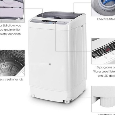 Giantex EP23113 Top-Loading Washing Machine, Stainless Steel Tub, White