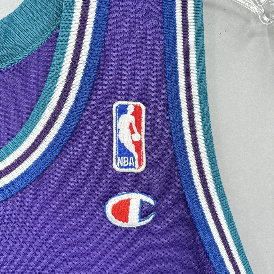Vintage Charlotte Hornets Jersey Mens 44 NBA Basketball Mourning Champion 90s - Image 3 of 4