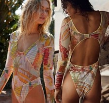 Free People -Beach Swimsuit Dion Mesh One Piece Surf Suit Cheeky Cali- Size S