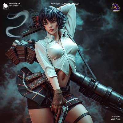 Lady Devil May Cry 3 - 1:8 Scale - UNPAINTED Resin Figure - Fan Art