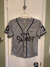 Boy's The Sandlot Gray  Black Baseball Jersey 30 Rodriguez Size YTH S 8