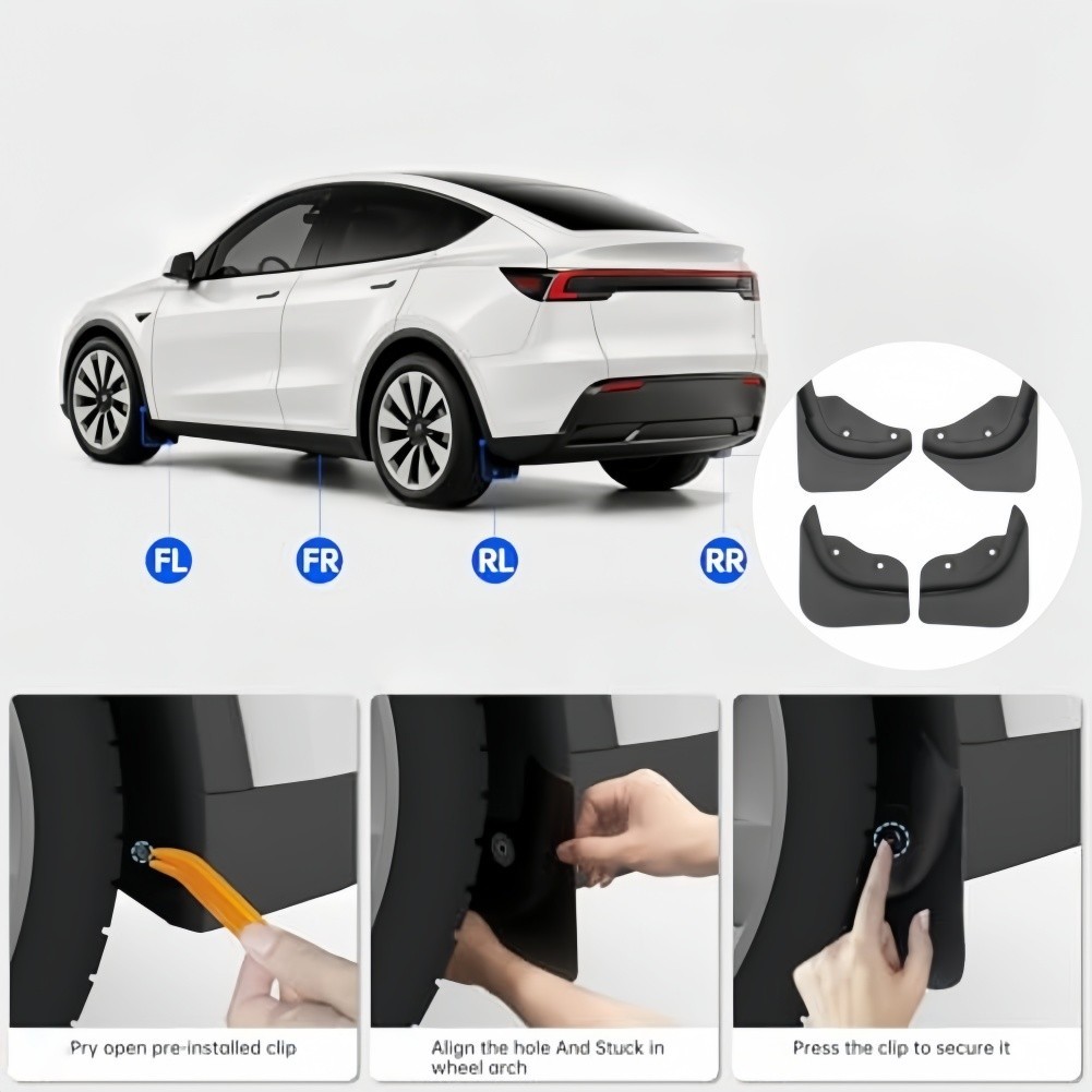 4PCS Mud Flaps Kit for Tesla For Model Y 2026 Precision 3D Scanned Fitment